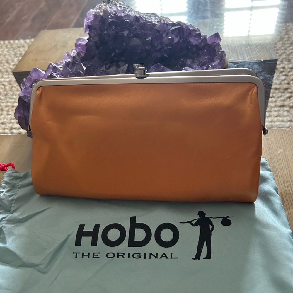 HOBO Orange Leather Clutch Wristlet